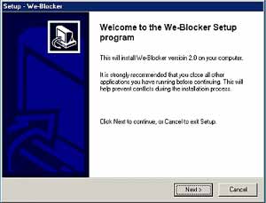 We-Blocker Welcome Screen.