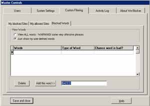 Master Controls Custom Filtering.
