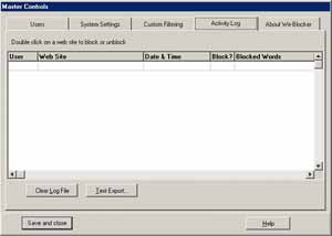 Master Controls Activity Log.