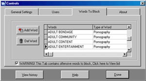Controls - Word & Phrase Blocking.
